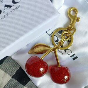Coach Cherry Brass Cherry Bag Charm Keychain